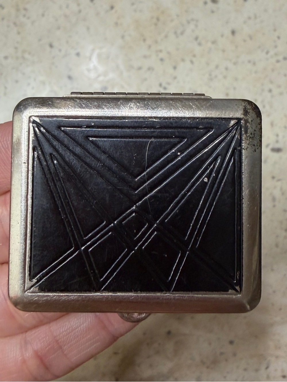 VTG 1930 Art Deco Enamel Double Vanity Compact Stylized Flapper Motif Rouge Puff - Picture 4 of 16